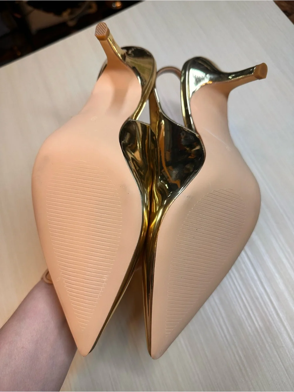 Gold Metallic Slingback Kitten Heels | Size 8 (Fits Like 7.5) | Like New ✨